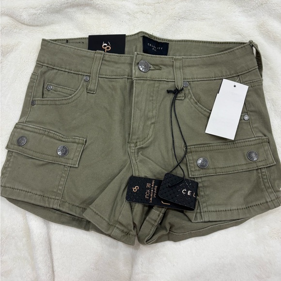 Celebrity Pink Khaki Cargo Shorts for Women - Picture 1 of 2